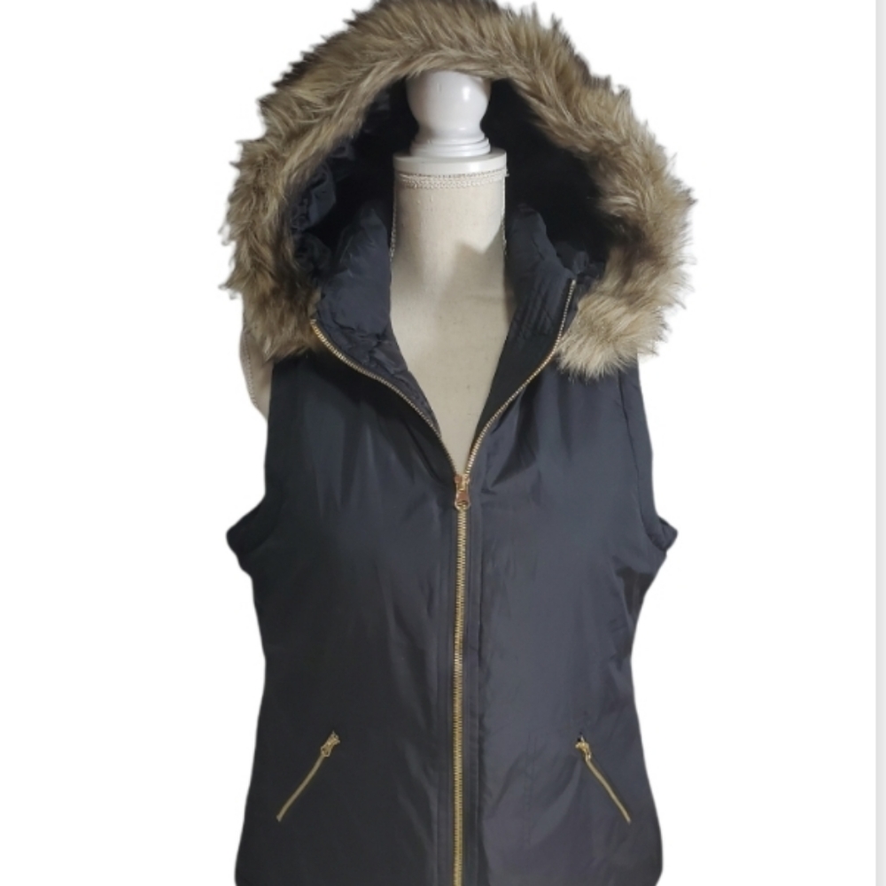 Gap Black Hooded Vest Size M - Picture 2 of 8